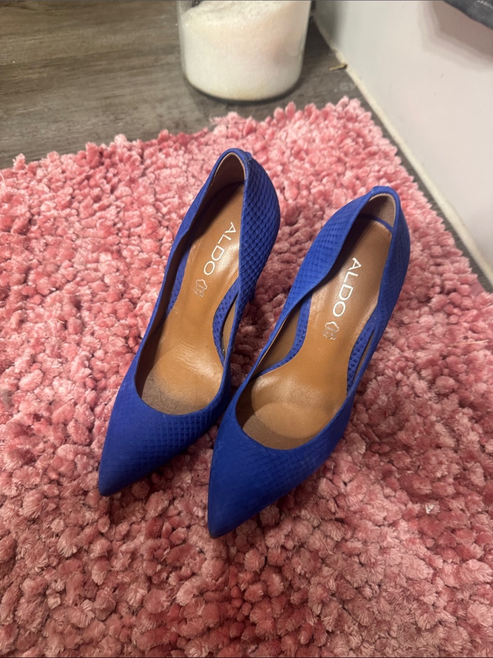 Aldo Cobalt Blue Pointed-Toe Textured Pumps